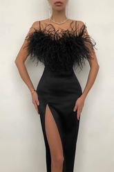 Elegant Solid Slit Sling Dress Dresses